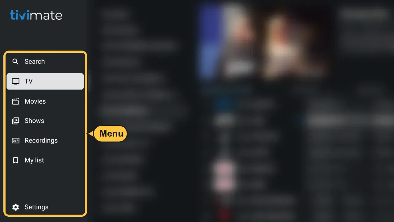 Menu TiviMate