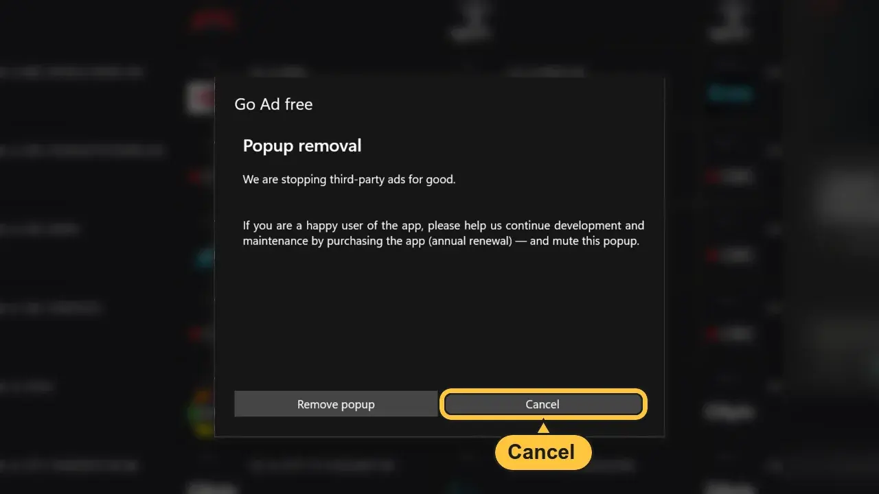 Fenêtre Go Ad free