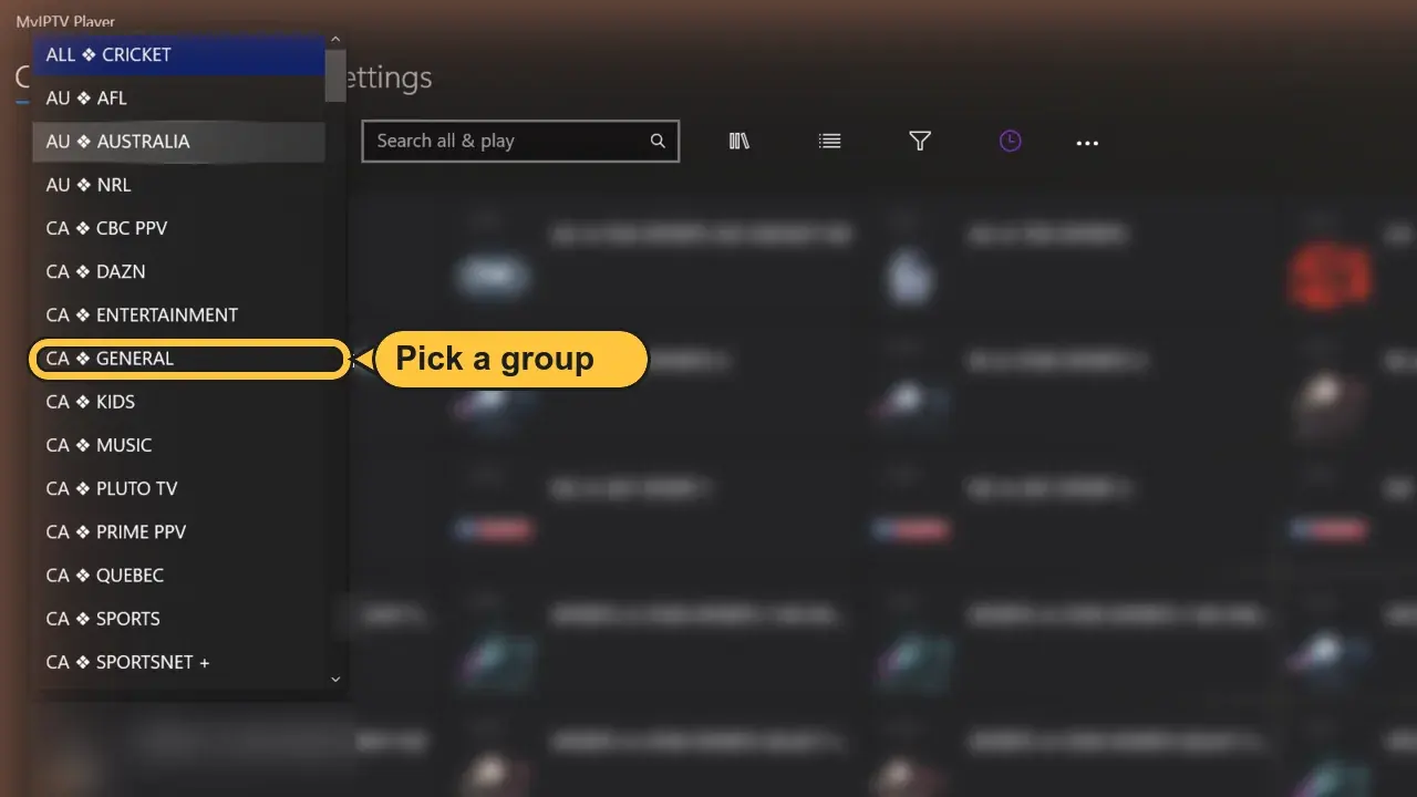 Groupes MyIPTV Player