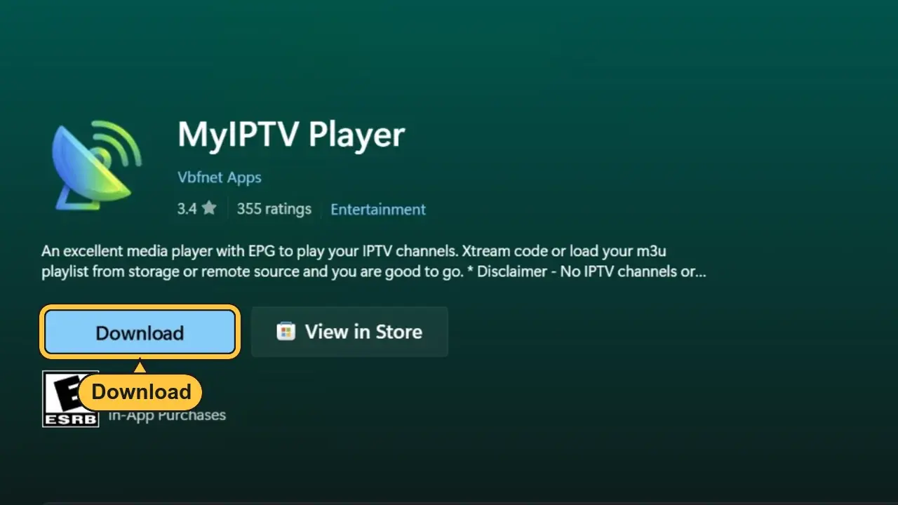 MyIPTV Player dans le Microsoft Store