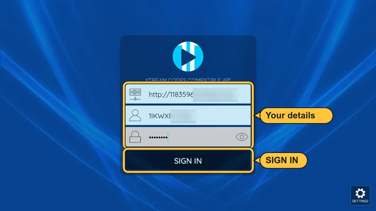 Connexion XCIPTV remplie